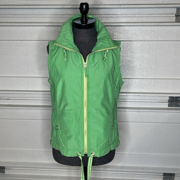 Columbia Vest Women's Medium Green Full Zip Drawstring Waist Pockets High Neck - Picture 1 of 5